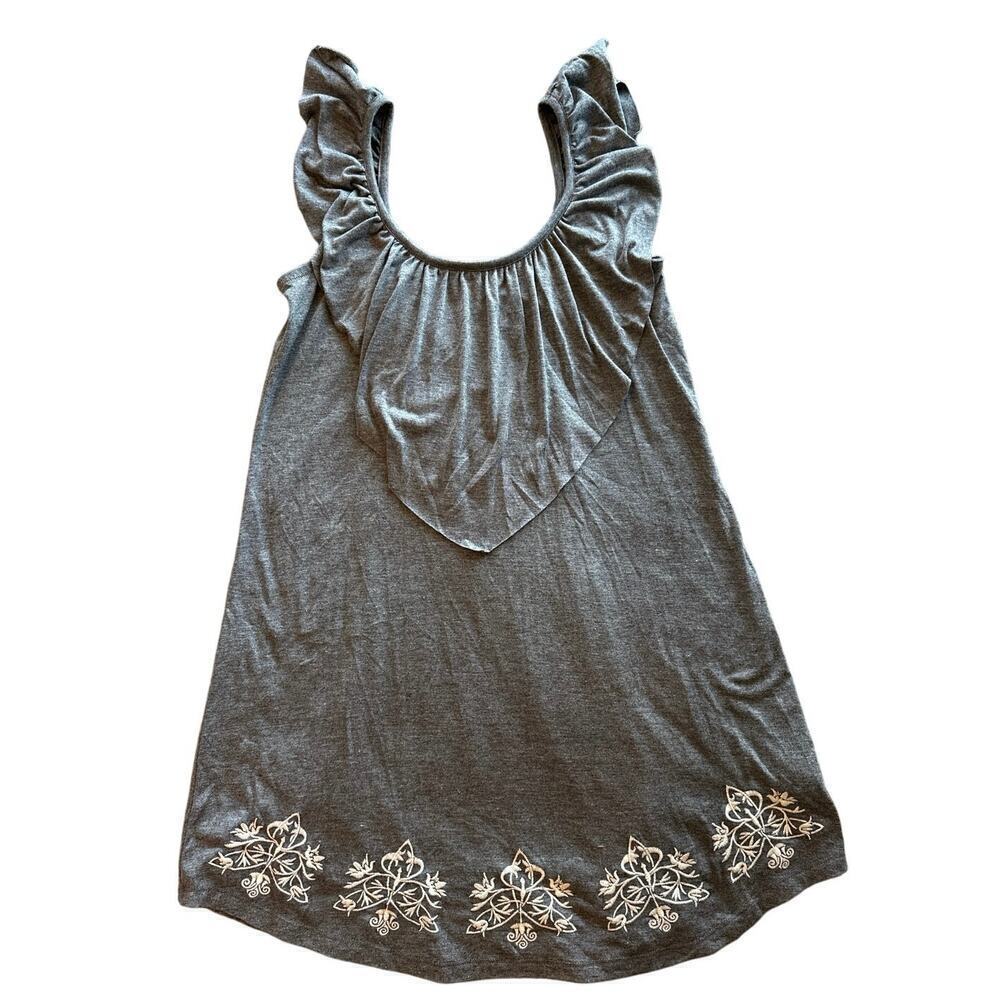 Women’s Stetson Grey White Sleeveless Embroidered Cotton Sundress Size Medium